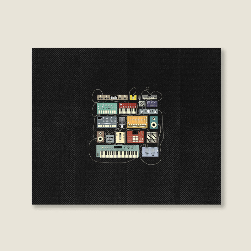 Electronic Musician Synthesizers And Drum Machine Dj 1.png Landscape Canvas Print | Artistshot