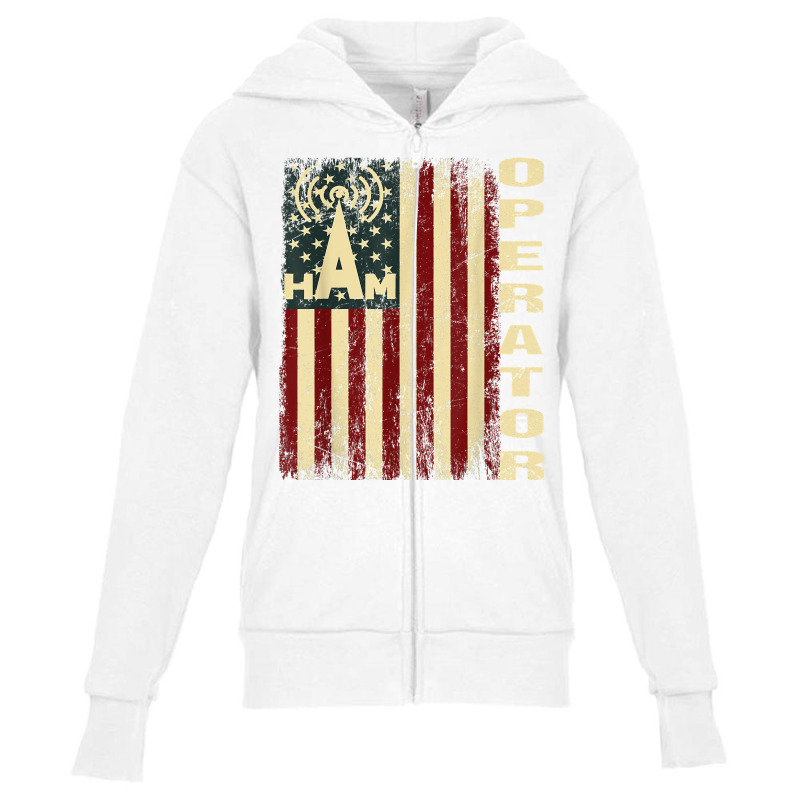 Patriotic Usa Flag Ham Radio Amateur Radio Operator T Shirt Youth Zipper Hoodie by cm-arts | Artistshot