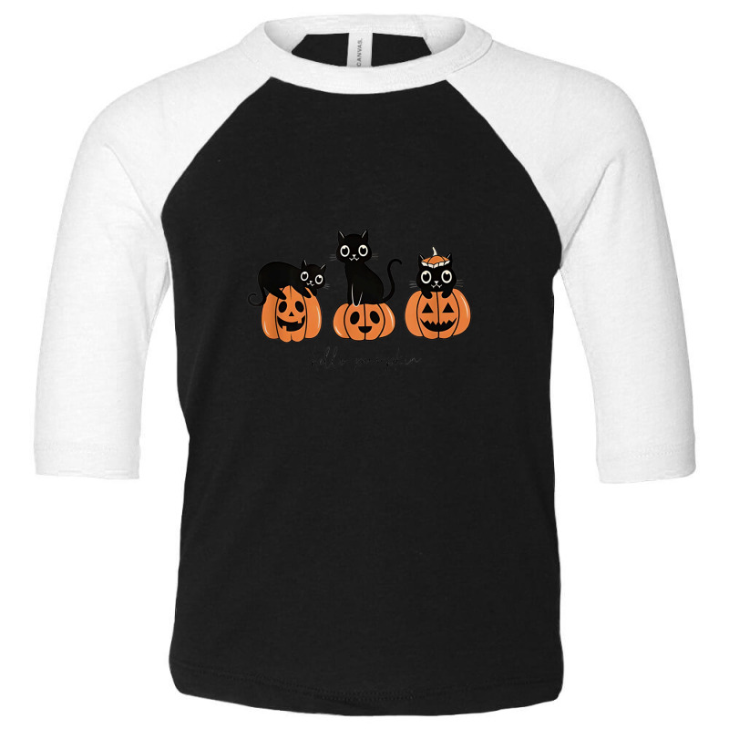 Hello Pumpkin Cats Pumpkin Carved Jack O Lantern Cat Toddler 3/4 Sleeve Tee | Artistshot