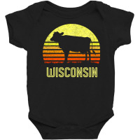 Wisconsin Dairy Cow Retro Farming Sunset Vintage Farmer Gift Sweatshir Baby Bodysuit | Artistshot