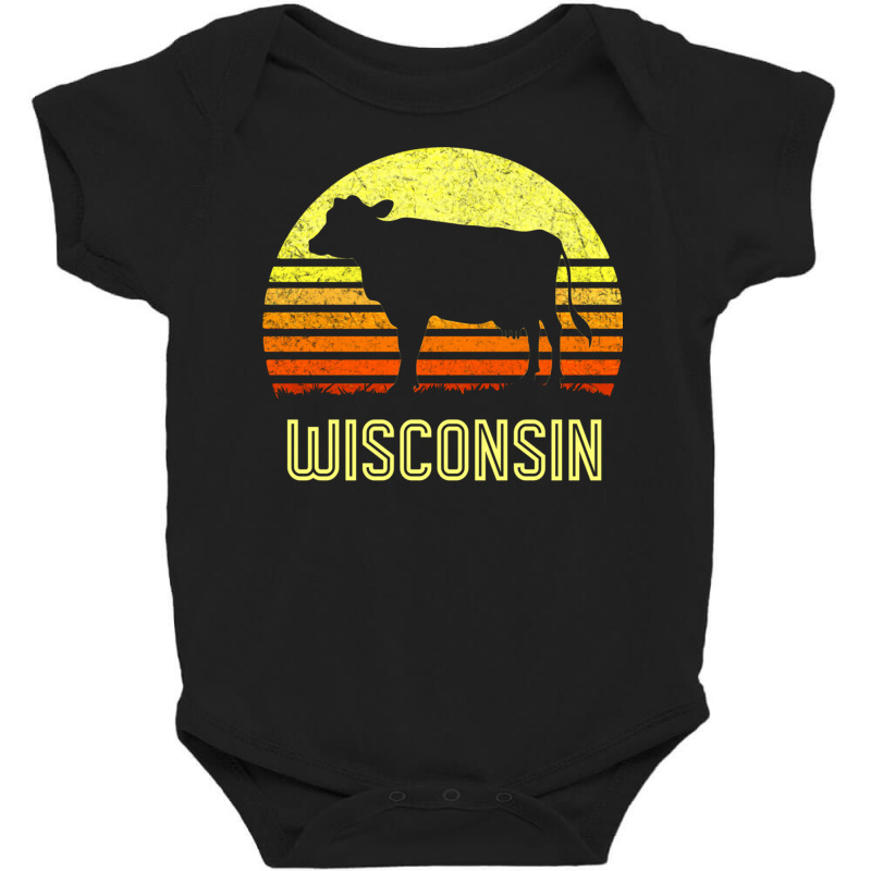 Wisconsin Dairy Cow Retro Farming Sunset Vintage Farmer Gift Sweatshir Baby Bodysuit | Artistshot