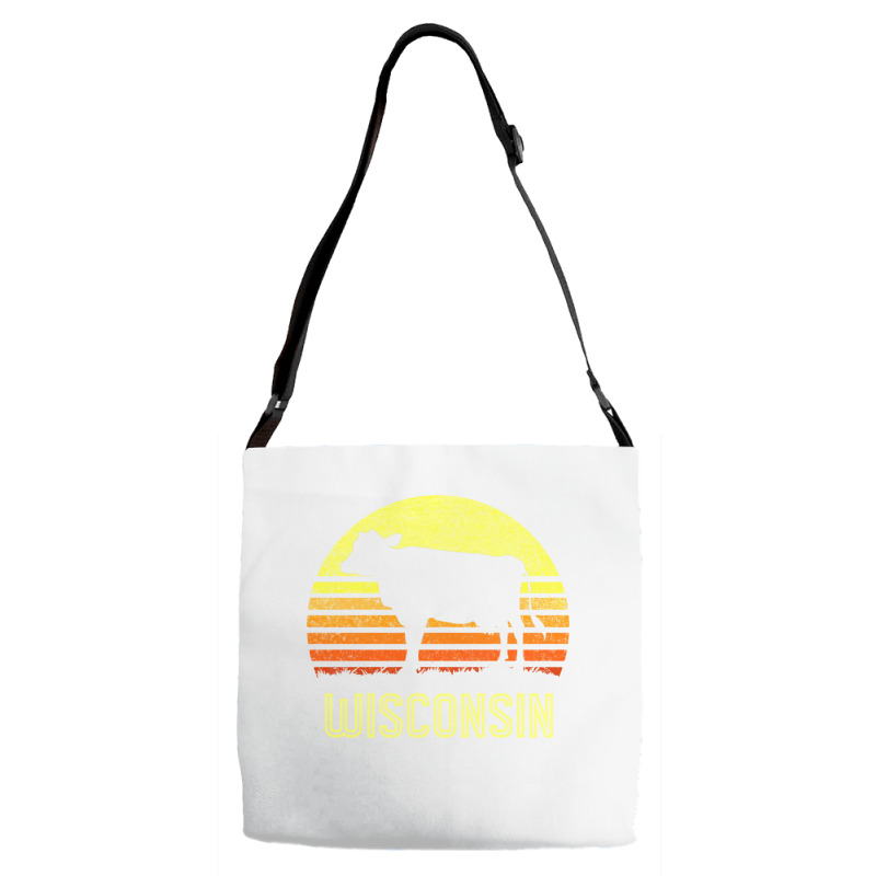 Wisconsin Dairy Cow Retro Farming Sunset Vintage Farmer Gift Sweatshir Adjustable Strap Totes | Artistshot