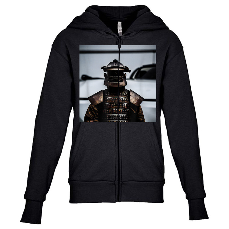 Japanese Samurai In Steel Armour Photo Art Print Youth Zipper Hoodie by Swiss | Artistshot