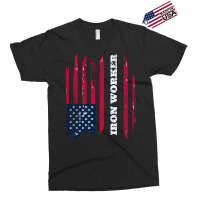 Distressed American Flag   Iron Worker Long Sleeve Tee Exclusive T-shirt | Artistshot