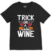 Trick Or Wine Ghost Halloween T  Shirt Trick Or Wine Ghost T Shirt Fun V-neck Tee | Artistshot