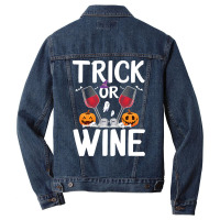 Trick Or Wine Ghost Halloween T  Shirt Trick Or Wine Ghost T Shirt Fun Men Denim Jacket | Artistshot