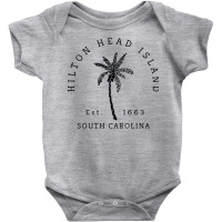 Retro Cool Original Hilton Head Island Palm Tree Novelty Art Long Slee Baby Bodysuit | Artistshot