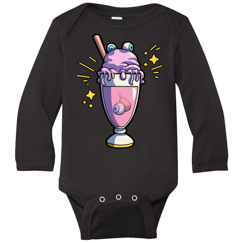 Newest Goth Retro Rock Pos T  Shirt Milkshake And Monster Eyes Pastel Long Sleeve Baby Bodysuit by cm-arts | Artistshot