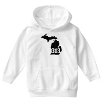 Detroit 313 Area Code Michigan Map State Pride Vintage T Shirt Youth Hoodie | Artistshot