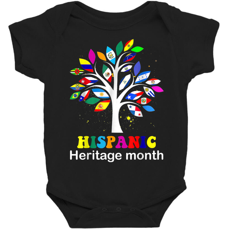 Hispanic Heritage Month Decoration   Tree Roots Latin Flags Baby Bodysuit by BooBug | Artistshot