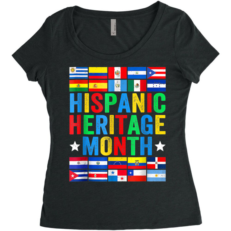 Latin Countries Flag Hispanic Heritage Month Latino Pride Women's Triblend Scoop T-shirt by Golden | Artistshot