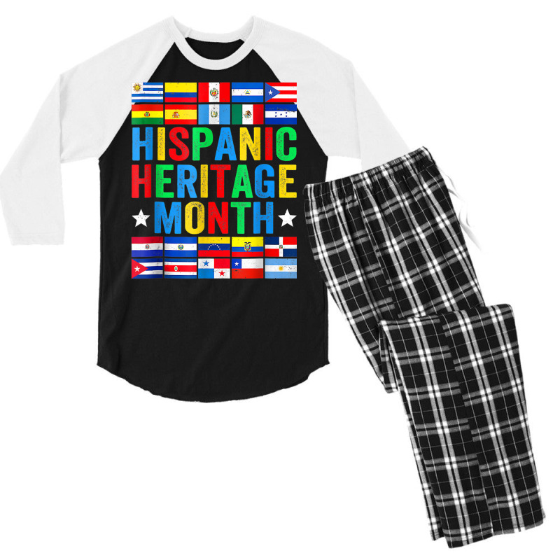 Latin Countries Flag Hispanic Heritage Month Latino Pride Men's 3/4 Sleeve Pajama Set by Golden | Artistshot