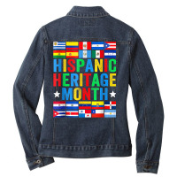 Latin Countries Flag Hispanic Heritage Month Latino Pride Ladies Denim Jacket | Artistshot