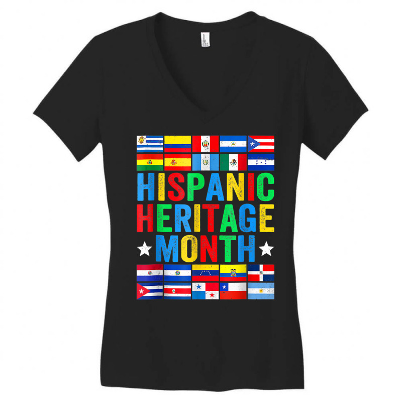 Latin Countries Flag Hispanic Heritage Month Latino Pride Women's V-Neck T-Shirt by Golden | Artistshot