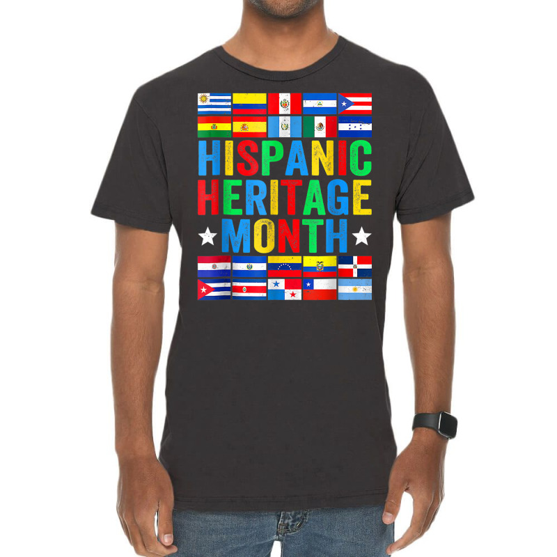 Latin Countries Flag Hispanic Heritage Month Latino Pride Vintage T-Shirt by Golden | Artistshot