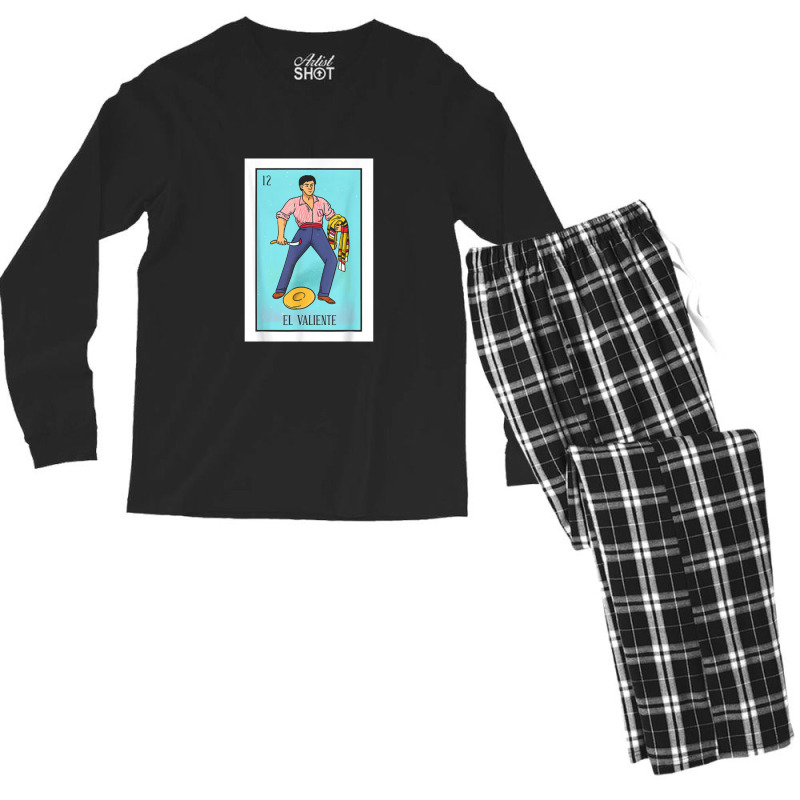 El Valiente Lottery Card Gift The Brave Card Mexican Lottery Men's Long Sleeve Pajama Set by MichaelBV | Artistshot