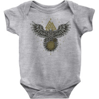 Raven   Celtic Lucky Charm Viking Compass Vegvisir Vegvísir Pullover Baby Bodysuit | Artistshot