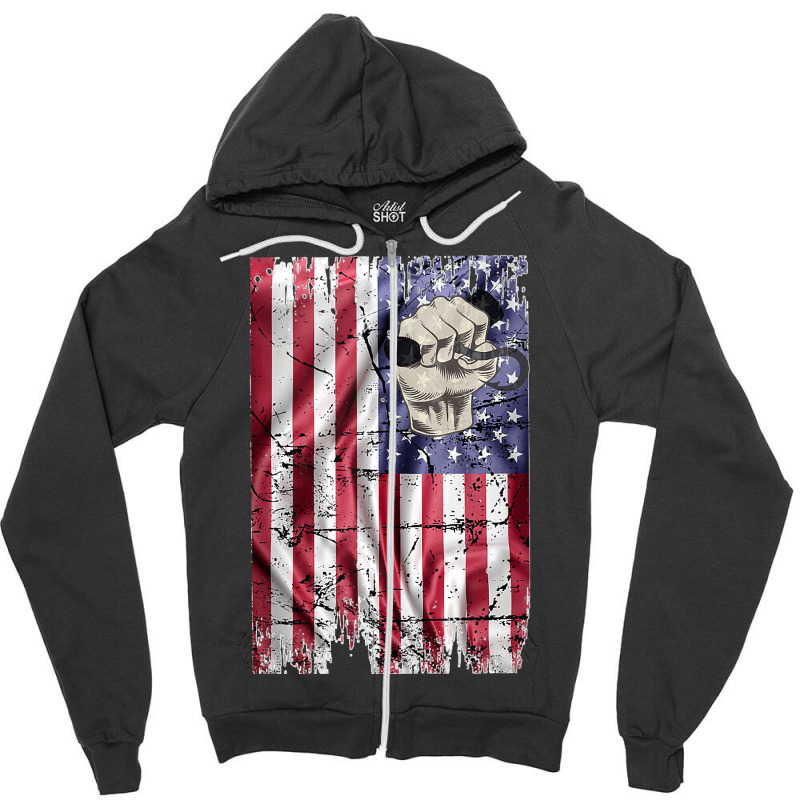 Longshoreman Vintage American Flag Usa Fist And Hook Tank Top Zipper Hoodie | Artistshot