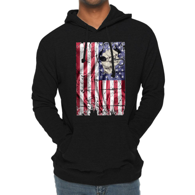 Longshoreman Vintage American Flag Usa Fist And Hook Tank Top Lightweight Hoodie | Artistshot