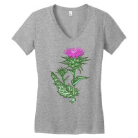 Herb Plant Retro Vintage Drawing Art   Milk Thistle Sweatshirt Women's V-neck T-shirt | Artistshot