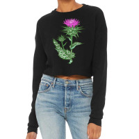 Herb Plant Retro Vintage Drawing Art   Milk Thistle Sweatshirt Cropped Sweater | Artistshot