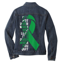 It's Not Over  Organ Donation Awareness Supporter Ribbon Ladies Denim Jacket | Artistshot