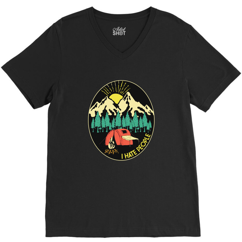 Love Camping I Hate People V-Neck Tee by Ande Ande Lumut | Artistshot