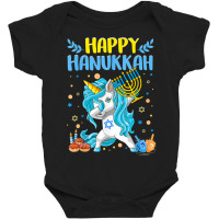 Happy Hanukkah Dabbing Jewish Unicorn Kids Chanukah Baby Bodysuit | Artistshot