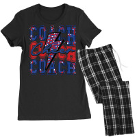 Cheer Coach Lightning Bolt Cheer Leopard Blue Red Women's Pajamas Set | Artistshot