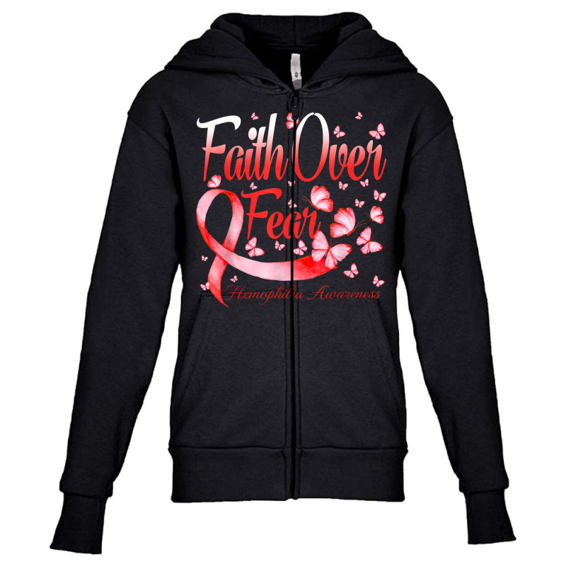 Faith Over Fear Hemophilia Awareness Butterfly Youth Zipper Hoodie by Fly | Artistshot