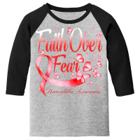 Faith Over Fear Hemophilia Awareness Butterfly Youth 3/4 Sleeve | Artistshot