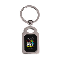 Funny Proud Stepdad Of A Class Of 2023 2nd Grade Graduate Silver Rectangle Keychain | Artistshot