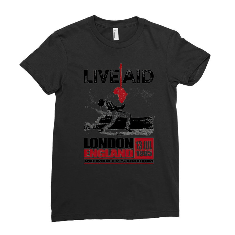 Wembley Live Aid Concert Remastered, London England Wemblay Stadium, M Ladies Fitted T-shirt | Artistshot