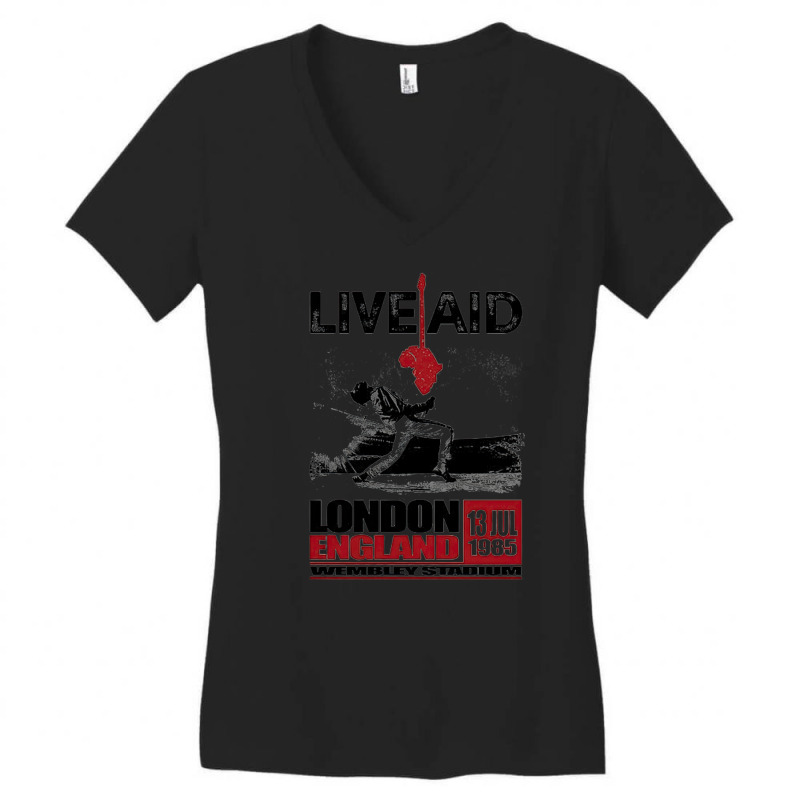 Wembley Live Aid Concert Remastered, London England Wemblay Stadium, M Women's V-neck T-shirt | Artistshot