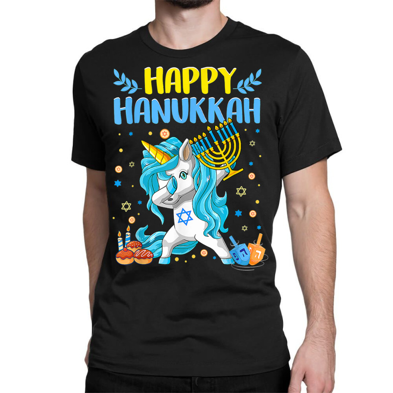 Happy Hanukkah Dabbing Jewish Unicorn Kids Chanukah Classic T-shirt | Artistshot