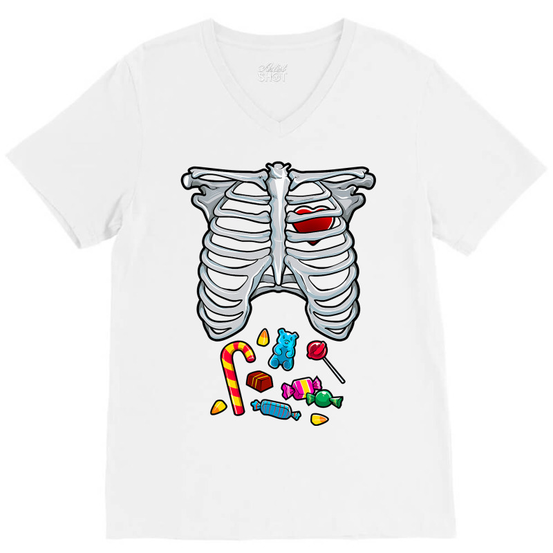 Halloween Costume Xray Skeleton Rib Heart Candy Adult Kids V-neck Tee | Artistshot