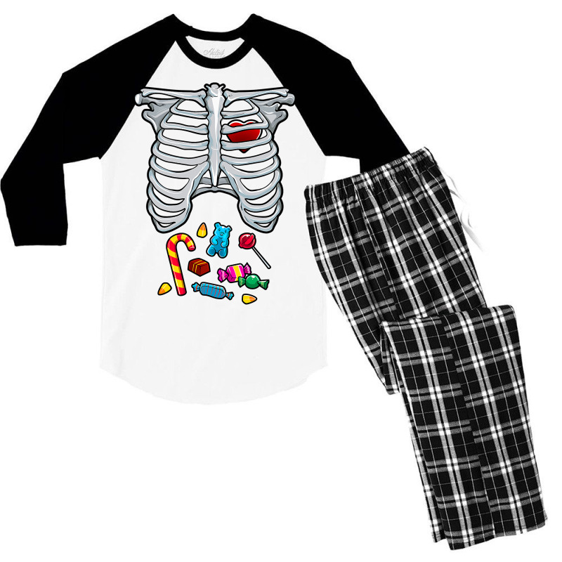 Halloween Costume Xray Skeleton Rib Heart Candy Adult Kids Men's 3/4 Sleeve Pajama Set | Artistshot