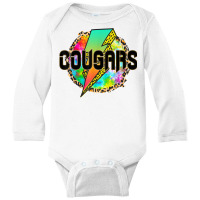 Mascot Leopard Lightning Cougars T Shirt Long Sleeve Baby Bodysuit | Artistshot