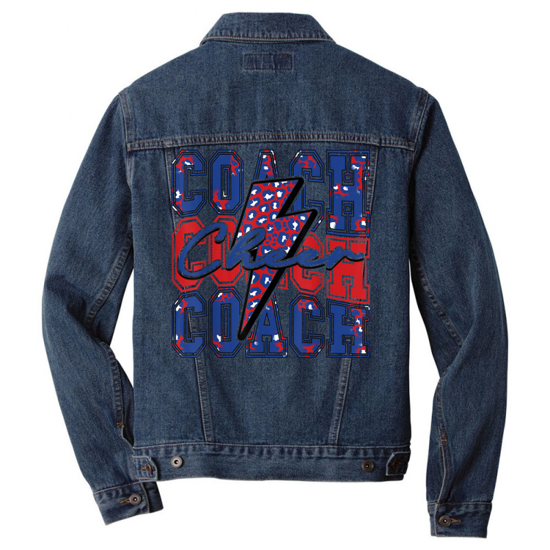 Cheer Coach Lightning Bolt Cheer Leopard Blue Red Men Denim Jacket by Scarlets | Artistshot