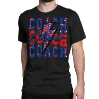 Cheer Coach Lightning Bolt Cheer Leopard Blue Red Classic T-shirt | Artistshot