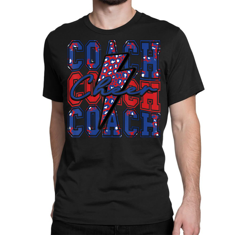 Cheer Coach Lightning Bolt Cheer Leopard Blue Red Classic T-shirt by Scarlets | Artistshot