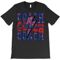 Cheer Coach Lightning Bolt Cheer Leopard Blue Red T-shirt | Artistshot