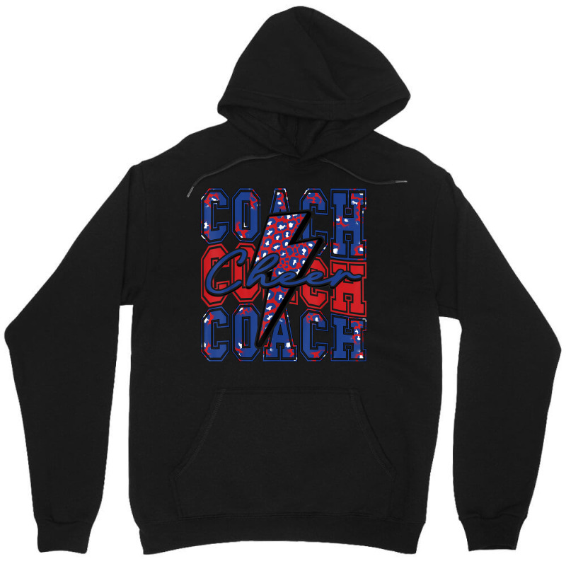 Cheer Coach Lightning Bolt Cheer Leopard Blue Red Unisex Hoodie by bambi | Artistshot