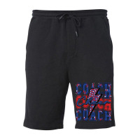 Cheer Coach Lightning Bolt Cheer Leopard Blue Red Fleece Short | Artistshot