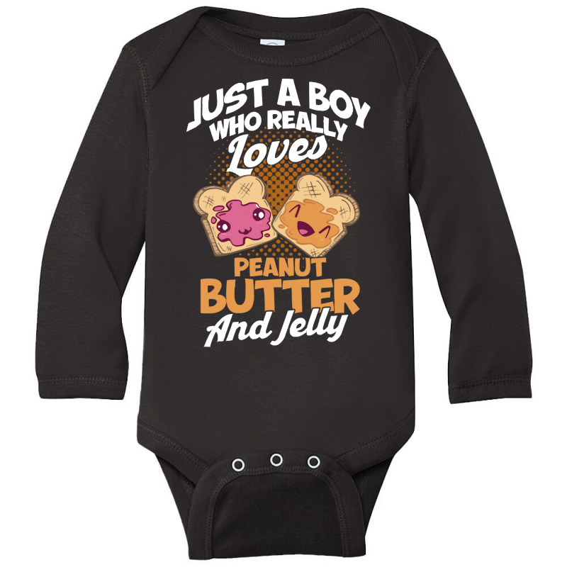 Peanut Butter T  Shirt A Boy Who Loves Peanut Butter And Jelly Peanut Long Sleeve Baby Bodysuit | Artistshot