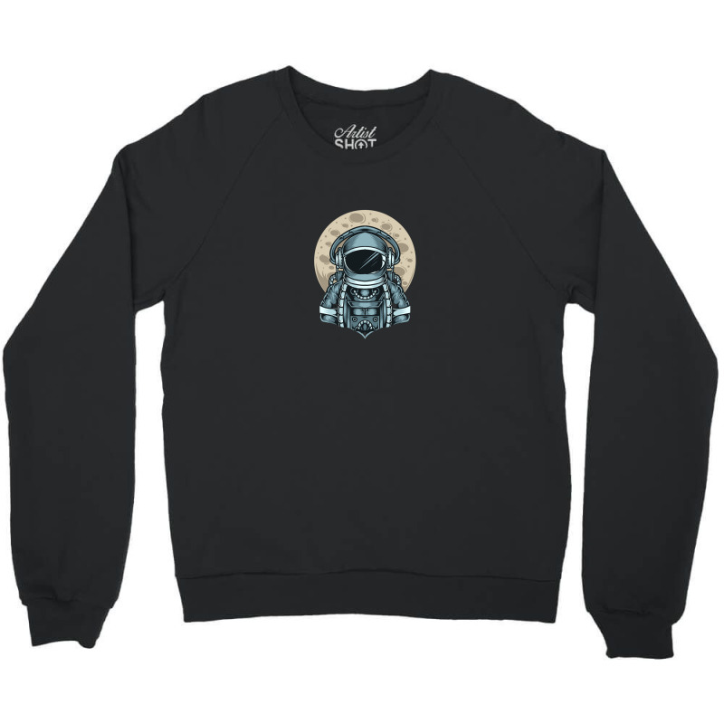 Astronaut Selfie With Moon Crewneck Sweatshirt | Artistshot