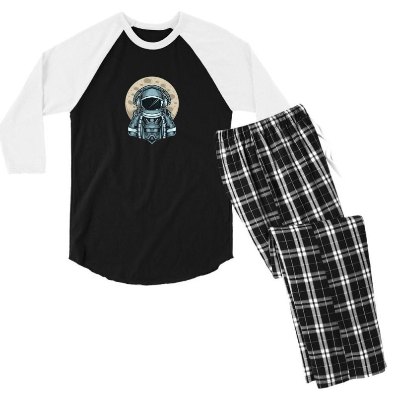 Astronaut Selfie With Moon Men's 3/4 Sleeve Pajama Set | Artistshot