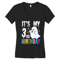 Its My 3rd Birthday â€“ Halloween Spooky Season B Day Lover Women's V-neck T-shirt | Artistshot