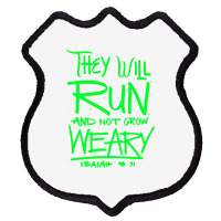 They Will Run And Not Grow Weary Isaiah 4631 Christian Premium T Shirt Shield Patch | Artistshot