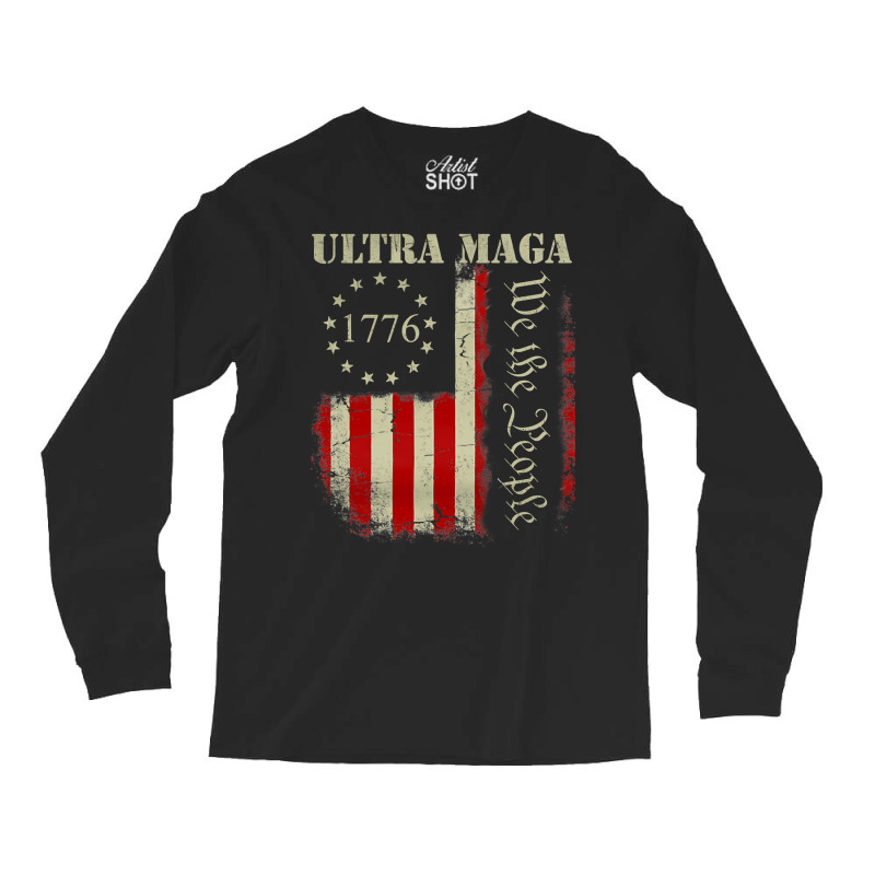 Vintage Ultra Maga We The People Proud Republican Usa Flag Pullover Ho Long Sleeve Shirts by cm-arts | Artistshot